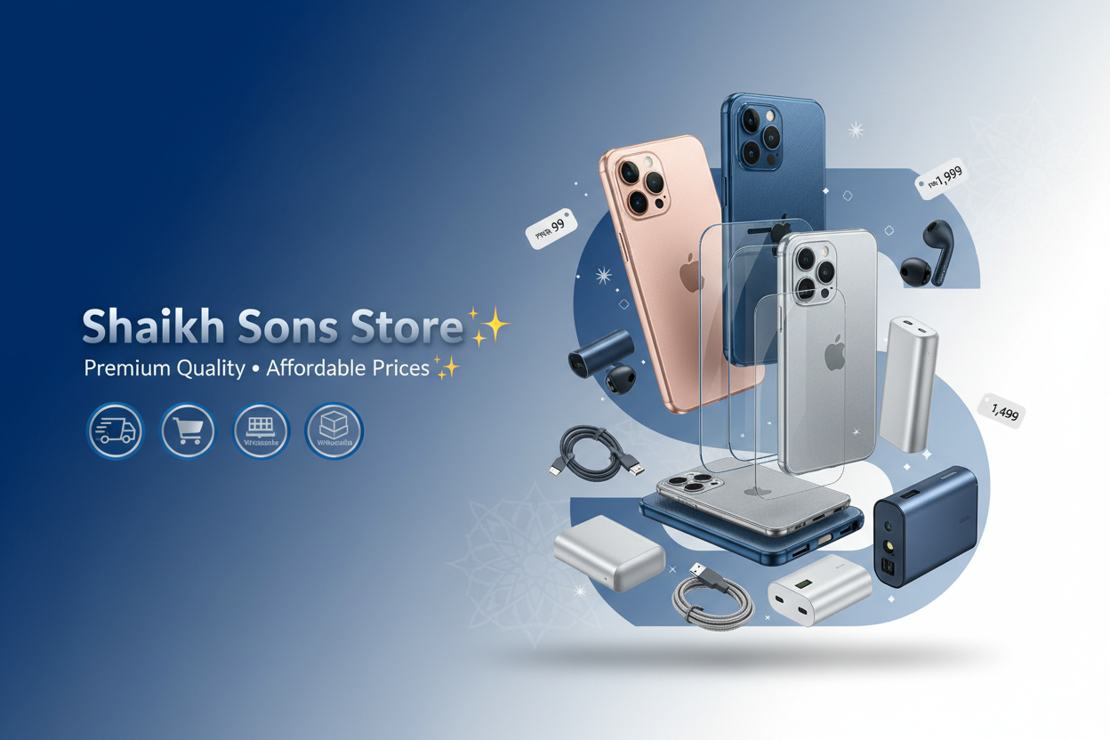 Shaikh Sons Store – Premium Quality • Affordable Prices ✨

At Shaikh Sons Store,🛍️
📦 Our Products & Services:
• Mobile Pouch, Covers 
• Screen Protectors 
• Back Skins 
• Camera Lens 
• Mobile Accessories 
• Computer Accessories 
• All Electronic Items 
• T.V & LED Remotes 
•
• Retail & Wholesale 
• Fast Delivery (All over Pakistan) 🚚

✨ All Items wide variety high quality ke sath milti hai. Hum reliable service, best pricing aur customer satisfaction ko priority dete hain. 🌟